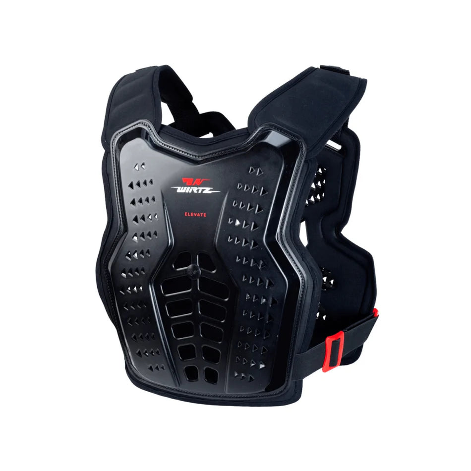 Pechera de Motocross y Enduro Elevate - Negra y Detalles Rojos