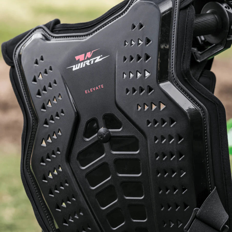 Pechera de Motocross y Enduro Elevate - Negra y Detalles Rojos