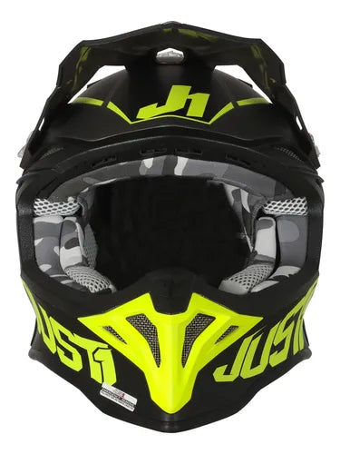 Casco Just1 J39 Stars Black Yellow Titanium Tamaño L
