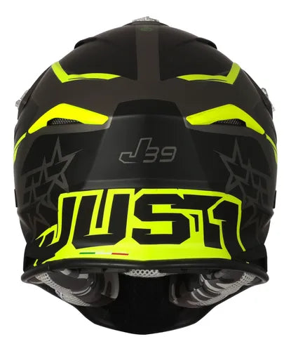 Casco Just1 J39 Stars Black Yellow Titanium Tamaño L