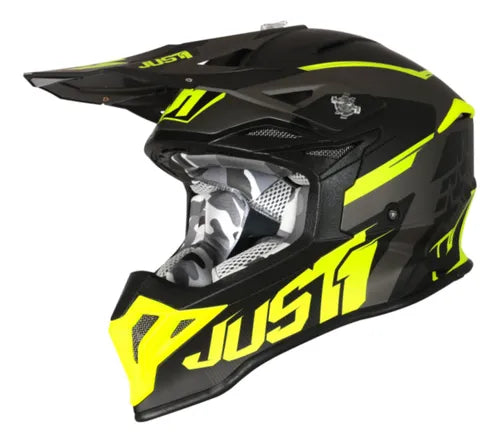 Casco Just1 J39 Stars Black Yellow Titanium Tamaño L