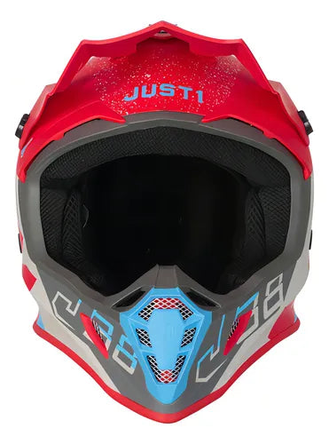 Casco Enduro Cross J38 Korner Blue / Red Tamaño L