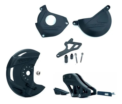 Kit plasticos Cubre Piñon Disco Tapa Motor Guia Cadena Wirtz Tornado Xr250