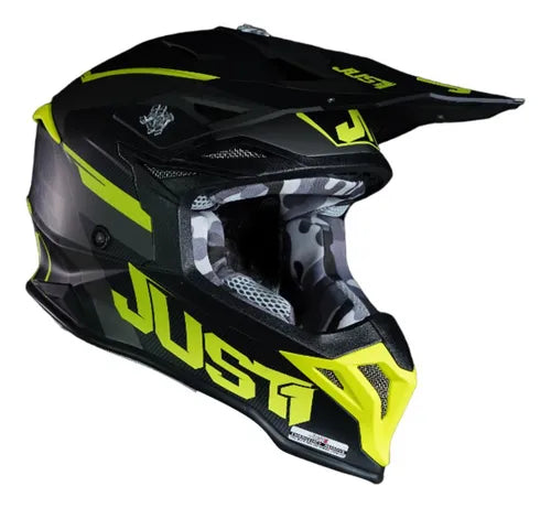 Casco Just1 J39 Stars Black Yellow Titanium Tamaño L